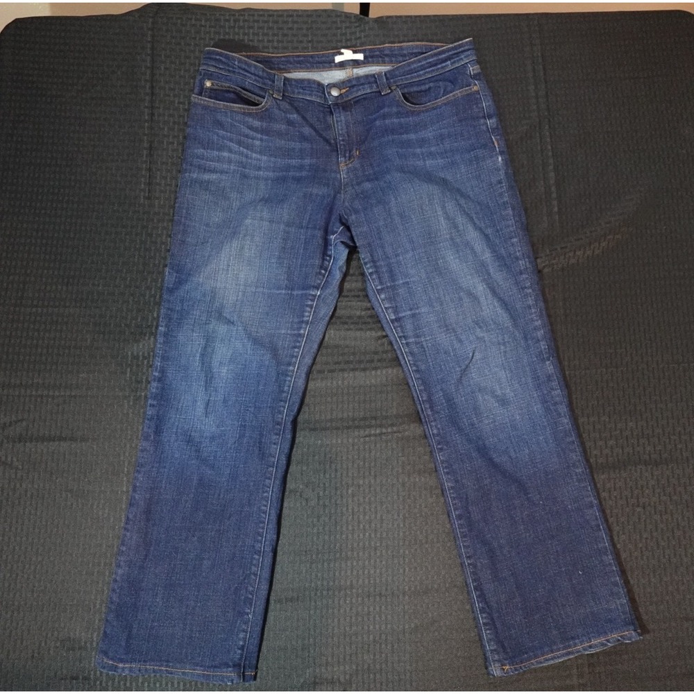Eileen Fisher Womens Straight Leg Jeans Medium Wash Blue Stretch Denim Size 14